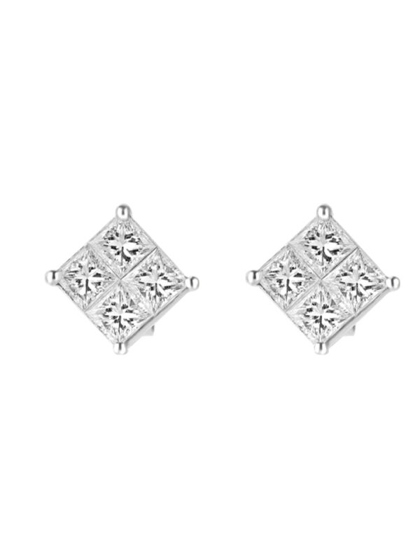 TOMEI Rhombus Diamond Earrings, White Gold 750 (DQ0003224)