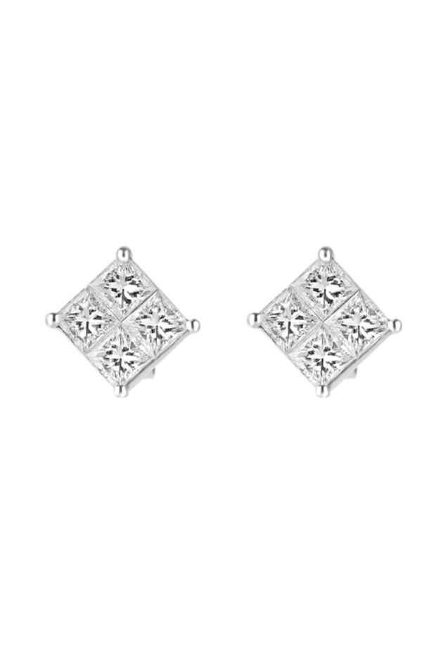 TOMEI Rhombus Diamond Earrings, White Gold 750 (DQ0003224)