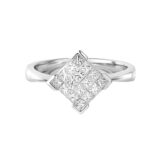 TOMEI Princess Cut Diamond Ring, White Gold 750
