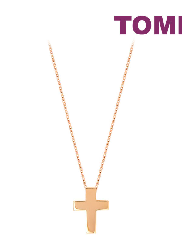 TOMEI Rouge Collection Perfect Cross Necklace, Rose Gold 750