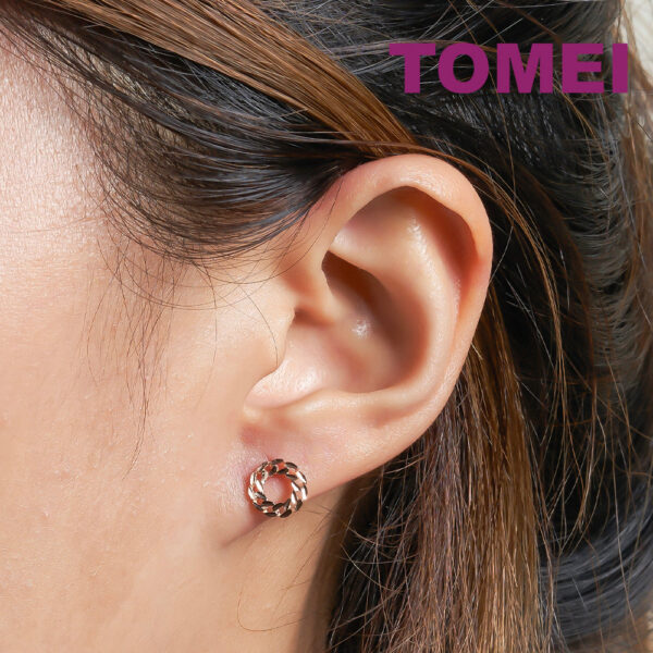 TOMEI Rouge Collection Twist Circle Earrings, Rose Gold 750