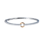 TOMEI Rosy Winter Collection Diamond Bangle, White+Rose Gold 585
