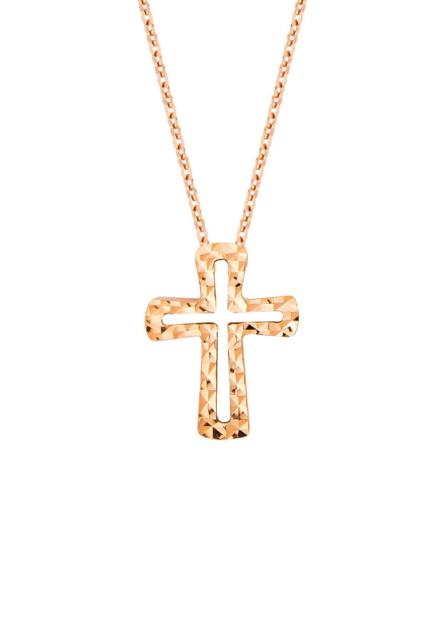 TOMEI Rouge Collection Cross Necklace, Rose Gold 750