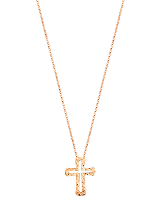 TOMEI Rouge Collection Cross Necklace, Rose Gold 750