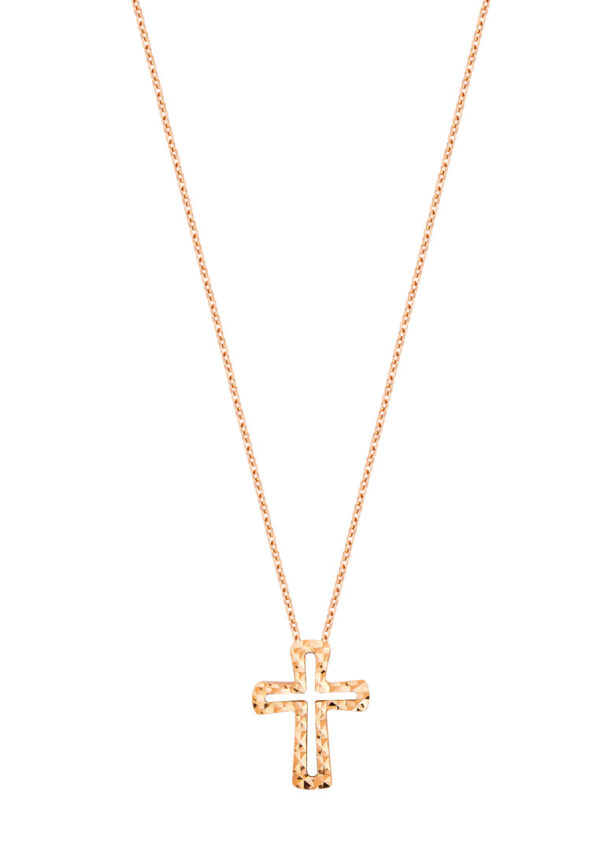 TOMEI Rouge Collection Cross Necklace, Rose Gold 750