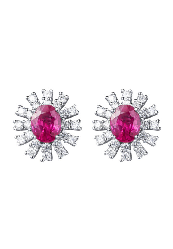 TOMEI Ruby Earrings, White Gold 750