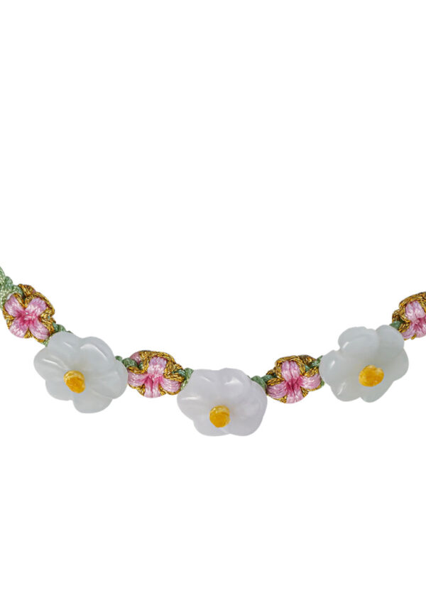 TOMEI [有钱花] Natural Flower Jade with Green Rope Bracelet [Online Exclusive]