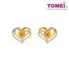 TOMEI Sweet Heart Earrings, Yellow Gold 916
