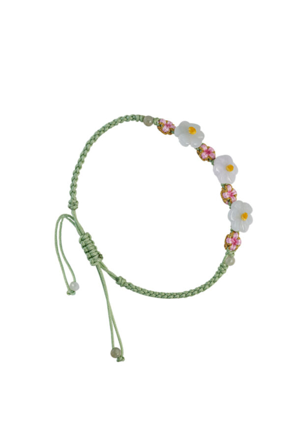 TOMEI [有钱花] Natural Flower Jade with Green Rope Bracelet [Online Exclusive]