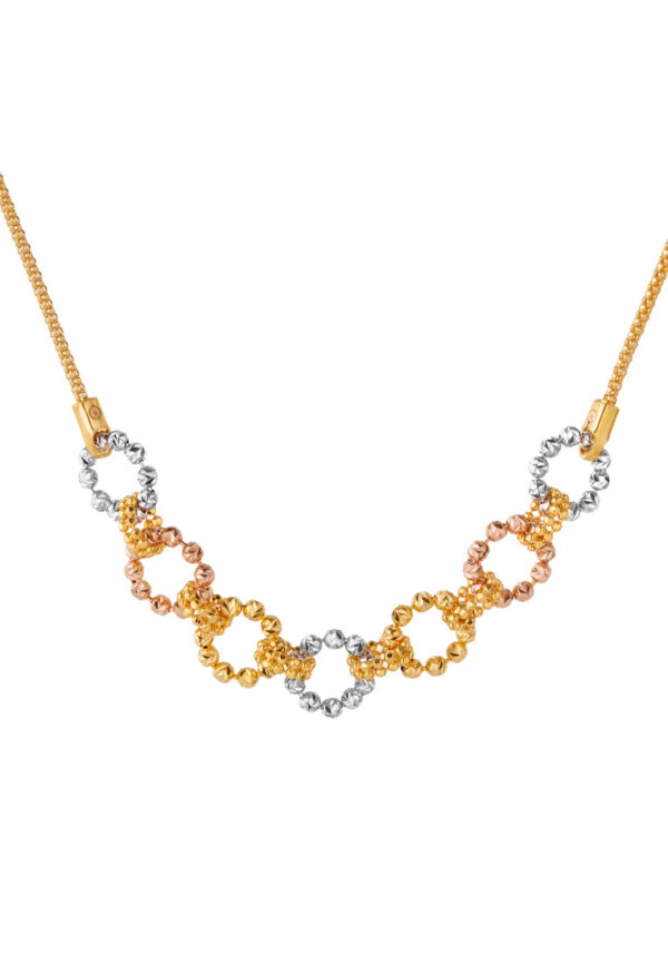 TOMEI Tri-Tone Circle Entwined Necklace, Yellow Gold 916
