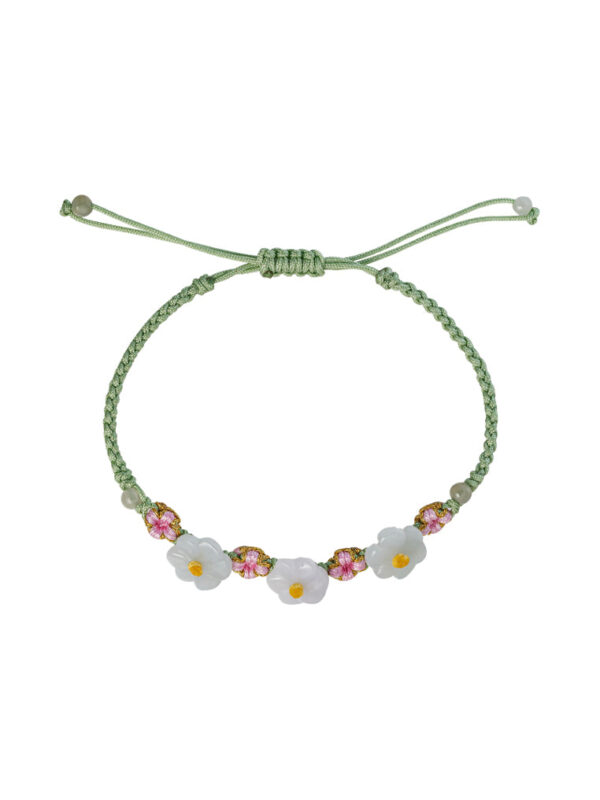 TOMEI [有钱花] Natural Flower Jade with Green Rope Bracelet [Online Exclusive]