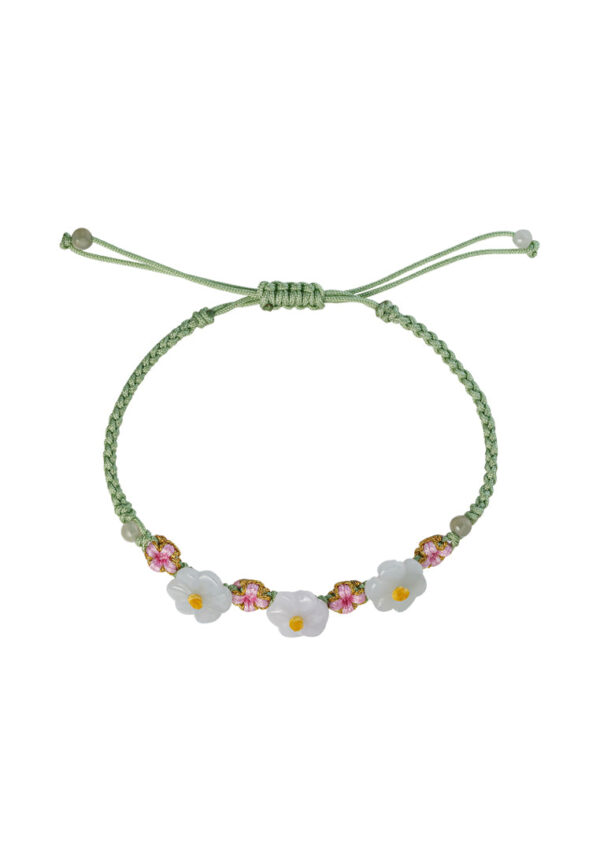 TOMEI [有钱花] Natural Flower Jade with Green Rope Bracelet [Online Exclusive]