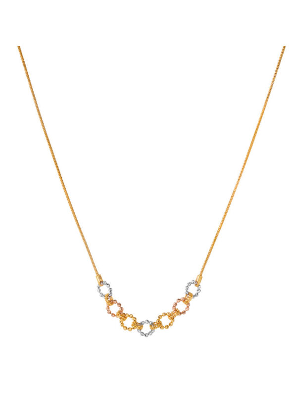 TOMEI Tri-Tone Circle Entwined Necklace, Yellow Gold 916