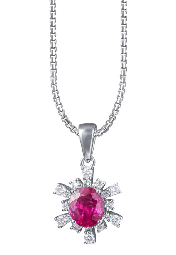 TOMEI Ruby Pendant, White Gold 750