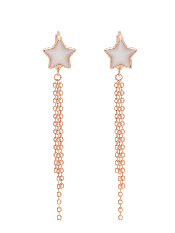 TOMEI Rouge Collection Star Tassels Earrings, Rose Gold 750