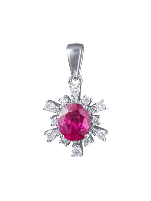 TOMEI Ruby Pendant, White Gold 750