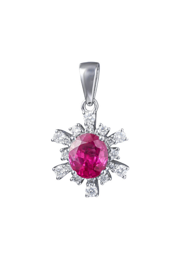 TOMEI Ruby Pendant, White Gold 750