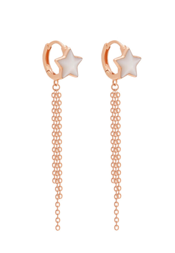 TOMEI Rouge Collection Star Tassels Earrings, Rose Gold 750