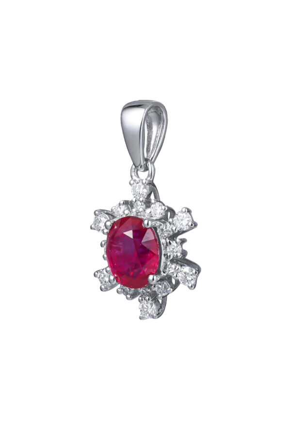 TOMEI Ruby Pendant, White Gold 750