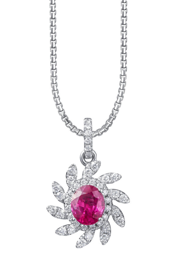 TOMEI Ruby Pendant, White Gold 750