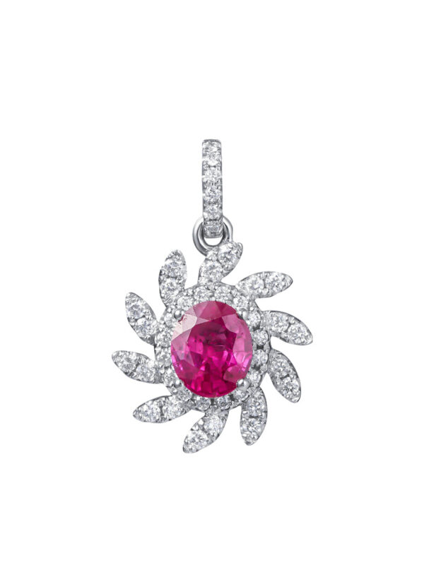TOMEI Ruby Pendant, White Gold 750