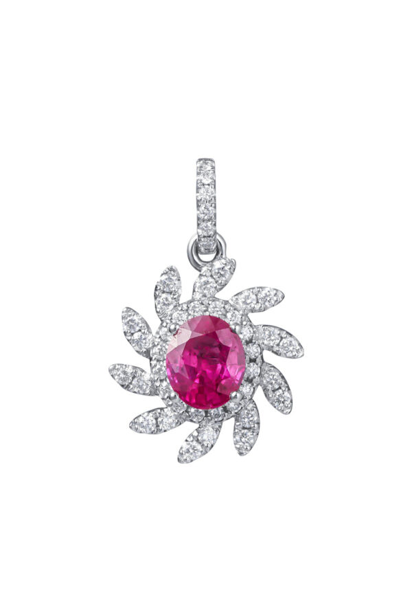 TOMEI Ruby Pendant, White Gold 750