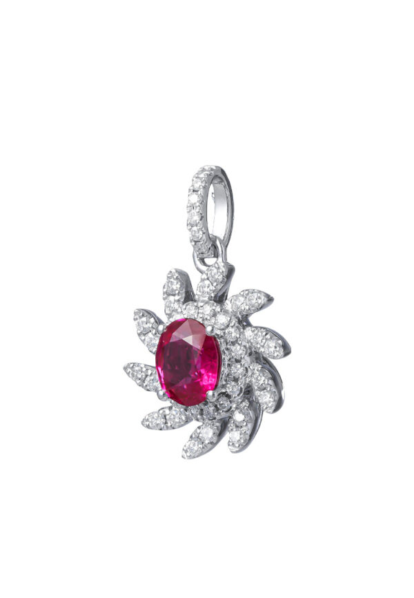 TOMEI Ruby Pendant, White Gold 750