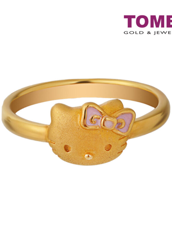 TOMEI X Hello Kitty Pink Ribbon Ring, Yellow Gold 916