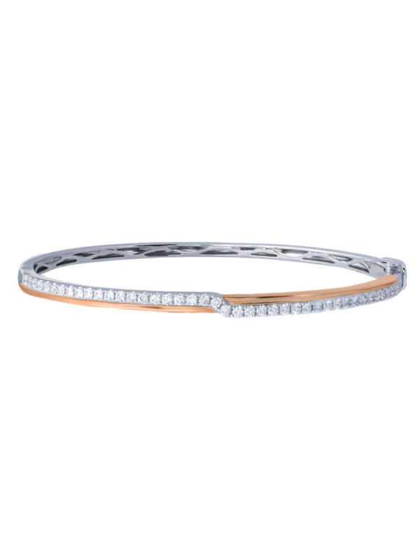TOMEI 【相互辉映】Entwined Bangle, White+Rose Gold 585