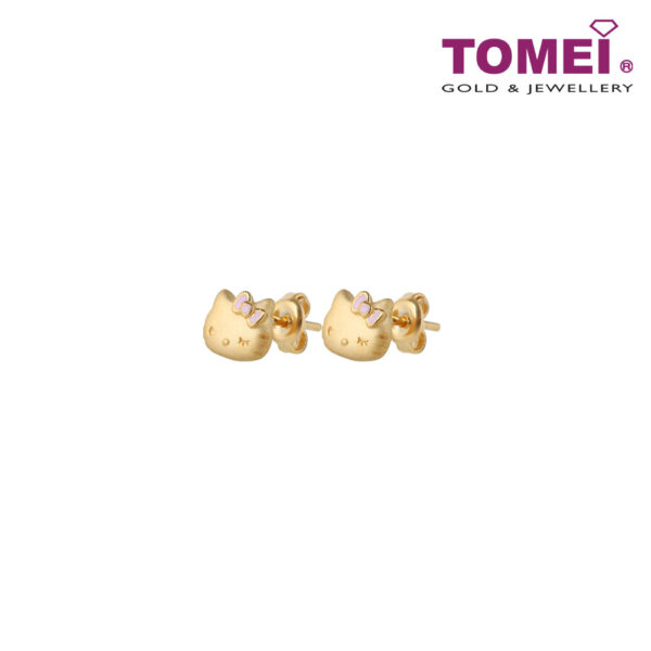 TOMEI x Hello Kitty Winky Face Earrings, Yellow Gold 916 (HK-YG1195E-EC)