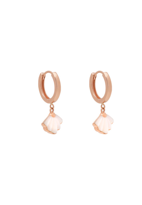 TOMEI Rouge Collection Ginkyo Leaf Loop Earrings, Rose Gold 750