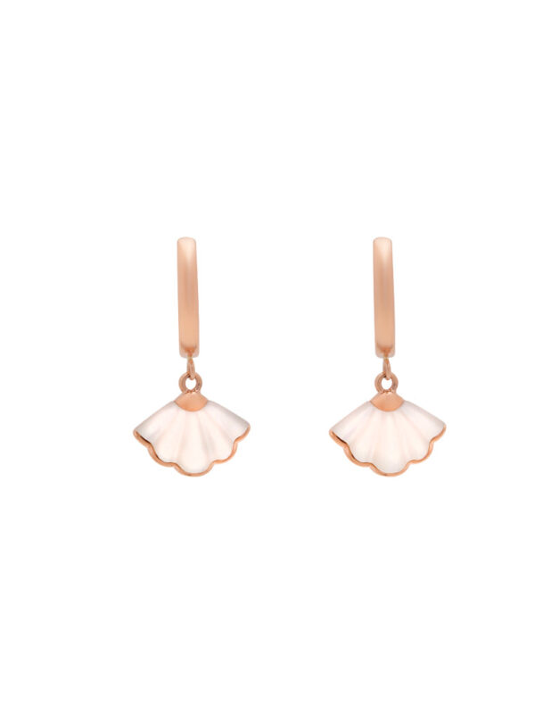 TOMEI Rouge Collection Ginkyo Leaf Loop Earrings, Rose Gold 750