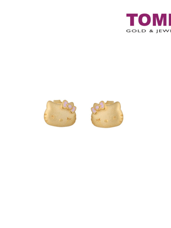 TOMEI x Hello Kitty Winky Face Earrings, Yellow Gold 916 (HK-YG1195E-EC)