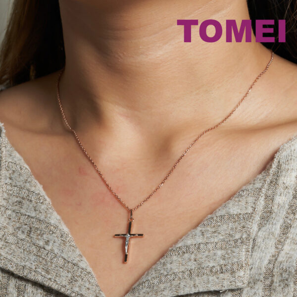 TOMEI Rouge Collection Jesus Cross Pendant, Rose Gold 750