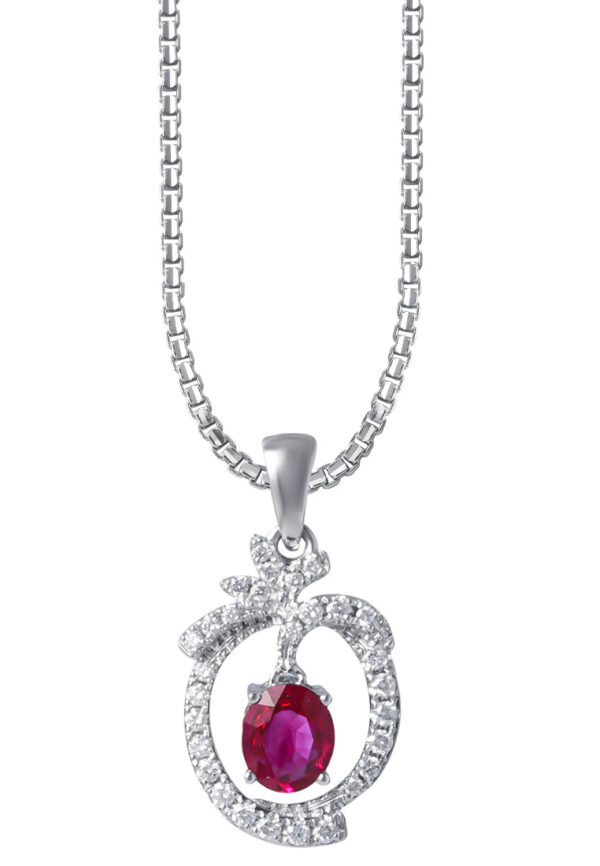 TOMEI Ruby Pendant, White Gold 750