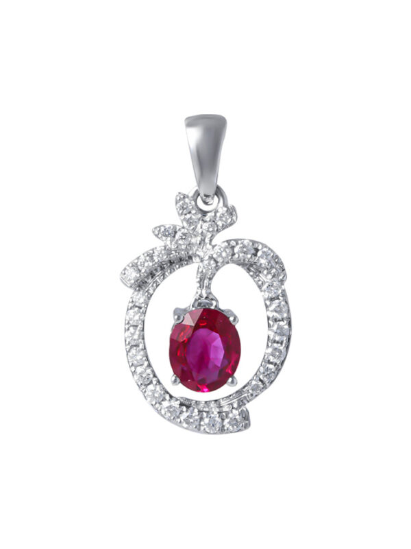 TOMEI Ruby Pendant, White Gold 750