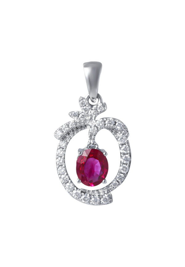 TOMEI Ruby Pendant, White Gold 750