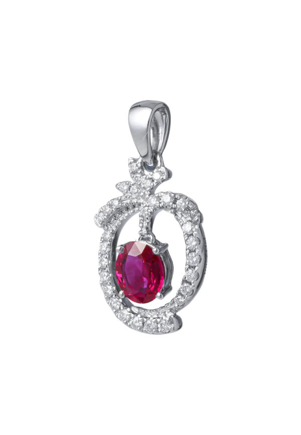 TOMEI Ruby Pendant, White Gold 750