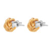 TOMEI Trio Tone Rounded Knot Earrings, Gold 585