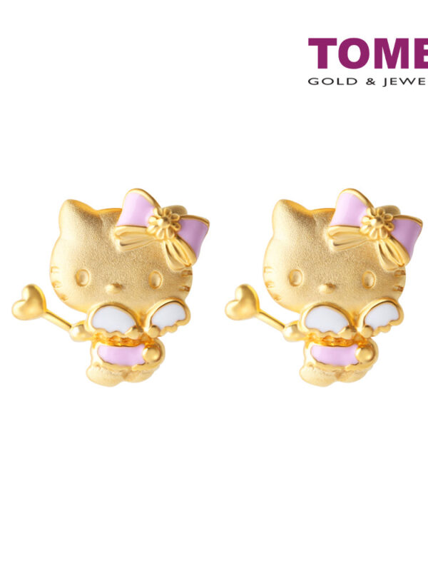 TOMEI X Hello Kitty Fairy Stick Earrings, Yellow Gold 916