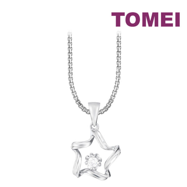 TOMEI Star Diamond Pendant, White Gold 750