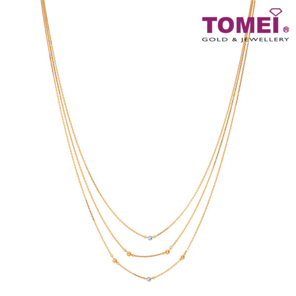 TOMEI Three-Layers Necklace , Yellow Gold 916