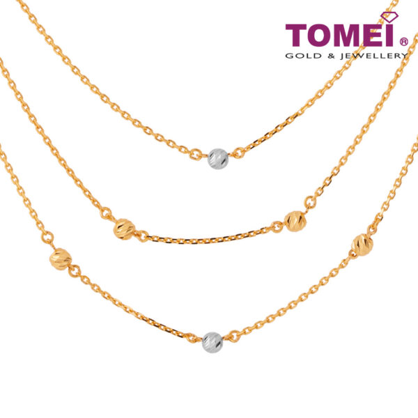 TOMEI Three-Layers Necklace , Yellow Gold 916