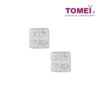 TOMEI Quadrated Sparkling Earrings, White Gold 585