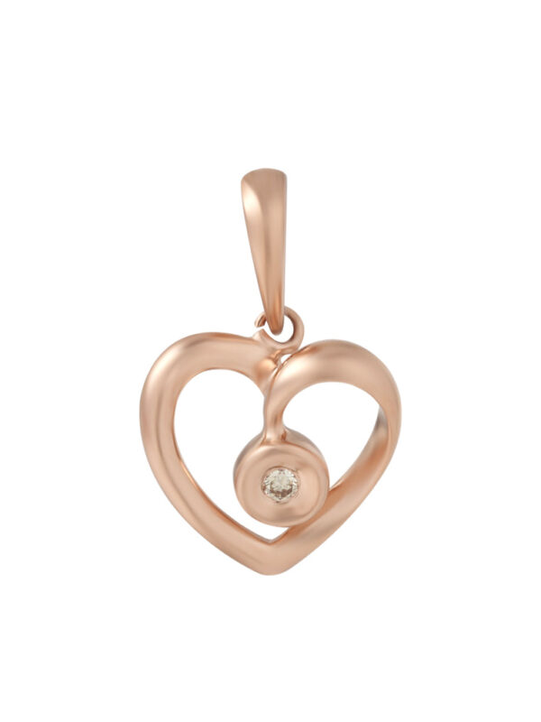 TOMEI [Online Exclusive] Minimalist Heart Shape Pendant, Rose Gold 375