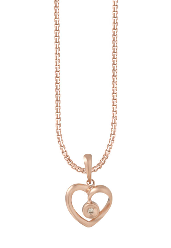 TOMEI [Online Exclusive] Minimalist Heart Shape Pendant, Rose Gold 375