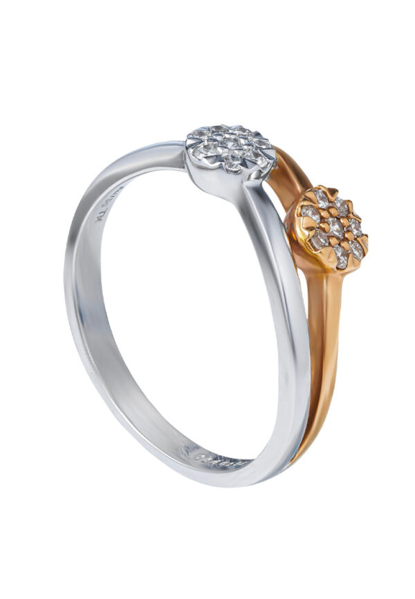 TOMEI You & Me Diamond Ring, White+Rose Gold 750