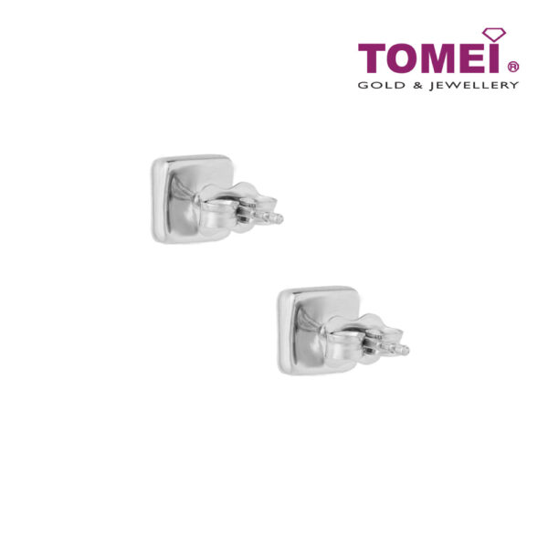 TOMEI Quadrated Sparkling Earrings, White Gold 585