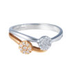 TOMEI You & Me Diamond Ring, White+Rose Gold 750