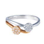 TOMEI You & Me Diamond Ring, White+Rose Gold 750